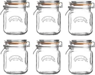 6 X Kilner Preserving Clip Top Square Jars for Airtight Pickles Jam Storage 1L