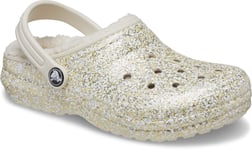 Crocs Junior Girls Sandals Clogs Kids Classic Glitter Lined Slip On white UK Siz