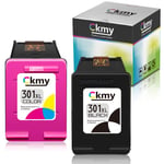 CKMY 301 Remanufactured for HP 301XL Ink Cartridge for HP Envy 4500 5530 4502 5532 DeskJet 2540 1050 1000 1510 3050 2050 1010 2510 1512 3050a OfficeJet 2620 4630 Printer (Black Tri-Colour, Combo Pack)