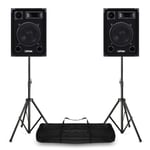 Pair MAX10PAIR Passive 10" Home DJ Disco Bedroom Party Speakers w/ Stands 500W