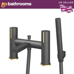 Black Gold Bathroom Bath Filler Shower Mixer Tap Deck Mounted Modern Bath Tap