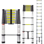 Chelle Télescopique 3.8M Portable et Pliante Echelle Escamotable Polyvalent en Aluminium 12 Echelons Charge max 150 kg