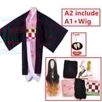 Nezuko Cosplay Anime Demon layer Kimetsu No Yaiba Cosplay Costume & Accessories Kamado Kimono Uniform Halloween Clothes Black S