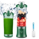 600ml Portable Blender USB Rechargeable, TOPESCT Waterproof Personal Blender for Shakes and Smoothies, 270W Strong Cutting Power with 6pcs 3D Blades for Travel, Office & Sports (Blackish Green)
