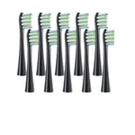 Sonic elektrisk tandborsthuvud, 10 utbytbara borsthuvuden, oberoende förpackning., 5Vit5Grå