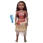 Disney Princesses - Grande Poupée Princesse Moana 81 Cm - Licence Officielle Disney - Poupée Articulée - Cheveux Bouclées Soyeux - Robe Et Accessoires Coiffures Inclus - Jouet Enfant 3 Ans+
