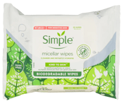 Simple Kind to Skin Micellar Biodegradable Wipes 20 Pcs
