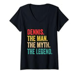 Womens Mens Dennis The Man The Myth The Legend Personalized Funny V-Neck T-Shirt