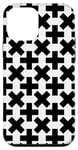 Coque pour iPhone 12 mini Black-White Plus Marks Crosses Shapes Sixties Pattern