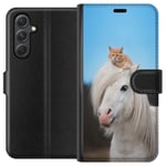 Samsung Galaxy A35 Svart Plånboksfodral Katt och Häst