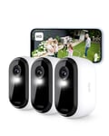 Arlo Essential 2 HD Video Security Camera Outdoor, 6-Month Battery Operated Home Camera With Colour Night Vision, Light, Siren, 2 Way Audio & WiFi, Arlo Secure Free Trial, 3 Cameras, White