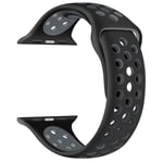 EWENYS Replacement Strap, Compatible with Apple Watch Series 7 41mm, SE Series 6 Series 5 Series 4 40mm, Series 3 Series 2 Series 1 38mm. Silicone Nike Sport Editon(Black-grey)