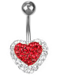 Celebrity Heart Navelpiercing - Vit/Röd