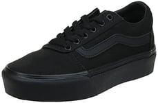 Vans Women's Ward Platform Sneaker, (Canvas) black/black, 4.5 UK