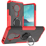 BRAND SET Case for Nokia 3.4/Nokia 5.4 with Metal Ring Holder, 2-in-1 Comprehensive Protection Ultra-thin and Durable Shockproof Tough Phone Cover for Nokia 3.4/Nokia 5.4-Red
