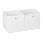 Relaxdays 10025655_49 Lot de 2 boîtes de rangement, carrées en tissu, Cubique, 30x30x30 cm, Blanc, polyester, carton, 30 x 30 x 30 cm