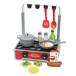Melissa & Doug 19-Piece Deluxe Wooden Cooktop Set With Wooden Play Food, Durable Pot and Pan