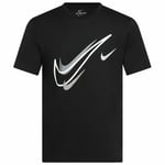 Nike T Shirt Swoosh Black Mens Tee Cotton T-Shirt Gym Running T Shirt Black