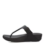 Fitflop Women's LULU Crystal-Buckle Leather Toe-Post Sandals Flip-Flop, Black, 5.5 UK