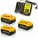 Powerwings - pack de 4) 3X Batterie pour dewalt DCB184 DCB184B-XJ DCB180 DCB181 DCB182 DCB183 DCB185 18V xr Power Tool Battery 18V-20V 5,0Ah Lithium