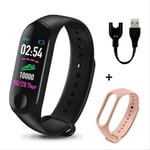 XSHIYQ Smart Bracelet Heart Rate Blood Pressure Health Waterproof Smart Watch Bluetooth Watch Wristband Fitness Tracker 0.96 inches Black Pink