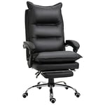 Vinsetto Fauteuil de Bureau Ergonomique Chaise de Bureau Grand Confort avec Repose-Pied Dossier inclinable Hauteur réglable polyuréthane 66 x 72 x 122-130 cm Noir