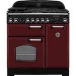 Rangemaster Classic CLA90NGFCY/C 90cm Gas Range Cooker with Electric Fan Oven - Cranberry / Chrome - A+/A Rated