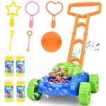 sotodik jouet tondeuse à gazon ,automatique tondeuse bulles avec 4 solution de bulle et 6 baguettes à bulles,machine à bulle jeux