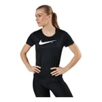 NIKE Women's Swoosh Run T Shirt, Black/Reflective Silv, S UK
