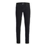 JACK & JONES Men's Jeans Skinny Fit Denim Liam Pants Low Rise Button Fly, Black Colour, UK Size 32W / 34L