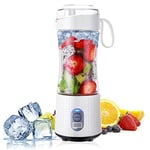 TOPESCT Portable Blender, Rechargeable Personal Blender for Shakes & Smoothies, Small Mini Fruit Juicer Mixer with 4000mAh Battery, 6 3D Blades & 380ML for Camping/Travel/Gym