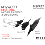 Kenwood KHS-9BL Diskrét Airtube Headset med 3-delt Ledning, PTT & Myggmikrofon (NX-, TK- & TH-serie)