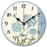 S.W.H Shabby Chic Floral clocks - Wooden Silent Round Wall Clocks for Living Room Bedroom Kitchen Home Decoration Gift