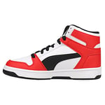 PUMA Men's Rebound Layup Wide Sneaker, White Black-high Risk Red, 8 UK
