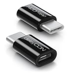 deleyCON 2 Pièces USB-C Adapter - Micro USB Femelle vers C Mâle - pour Charger & Synchroniser pour Apple Samsung Google Huawei Xiaomi Téléphone Portable Smartphone Tablet Laptop Adapter - Noir