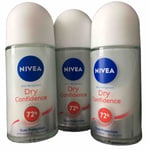 Nivea Ladies Roll On Antiperspirant 72H Dry Confidence Deodorant 3 x 50ml