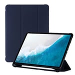 Étui pour iPad Pro 11" 2022 (4è/3ème/2ème génération) avec Porte-Stylo, étui de Protection résistant aux Chocs avec dragonne et Support, Bleu foncé + Bleu Clair
