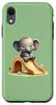 iPhone XR Green Adorable Elephant on Slide Cute Animal Theme Case