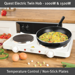 Quest Electric Twin Hob/Hot Plate with Temperature Control / 1000W + 1500W Hobs