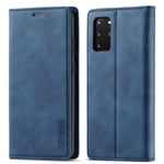 QLTYPRI Case for Samsung Galaxy S20, Vintage Matte Leather Wallet Case Card Slot Kickstand Magnetic Shockproof Flip Folio Book Case Cover for Samsung Galaxy S20 - Blue
