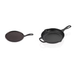 LE CREUSET Enamelled Cast Iron Crepe Pan, with Long Lasting Enamel Coating and Ergonomic Handle & Signature Enamelled Cast Iron Skillet Frying Pan with Helper Handle and Two Pouring Lips