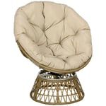 Rootz Wicker Chair - Rottingstol - Utomhusstol - Kudde - Boho Style - Väderbeständig - PE rotting - Polyester - Kräm - Natur - 85cm X 70cm X 82cm
