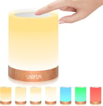 UNIFUN Table Lamp, Touch Sensor Bedside Lamps, Dimmable Warm White Light & Color