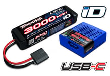 Laddare USB-C och 2S 7.4v 3000mAh LiPo Batteri Combo