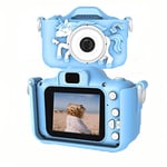 Kids Camera For Boys And Girls 20MP For Picture1080P Video Cartoon Unicorn Dual Camera With MP3 Player Games Include 32GB SD Card (blue)…