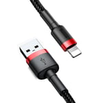 Baseus Cafule USB-A til Lightning Kabel Q.C 3.0, 2A, 3m - Rød/Svart