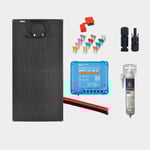 Juni Solar Solcellspaket för fast installation Junction Box Black Edition, 100 W, monokristallin, flexibel, 12 V, 1040 x 520 3 mm, med MPPT-regulator (10 amp) + kablar säkringshållare & säkring lim