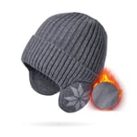 Vinter Mjuk Plysch Stickad Mössa Män Kvinnor Vindtät Sport Öronlapp Hatt Solid Mode Beanie Mössor