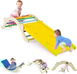 FANTASK Arche d'escalade 3 en 1 pour Enfant - Multicolore - Charge maximale : 60 kg - Rampe Triangulaire réversible avec Rembourrage - Échelle d'intérieur Polyvalente pour l'escalade et Le Toboggan