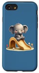 iPhone SE (2020) / 7 / 8 Blue Adorable Elephant on Slide Cute Animal Theme Case